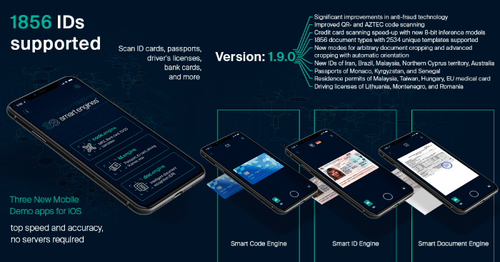 Smart Engines launched three new demo apps for iOS and released the Smart Engines SDK 1.9.0